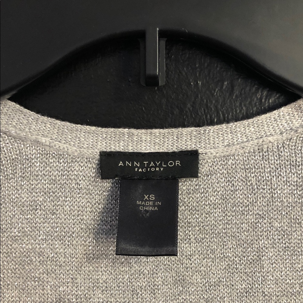 Ann Taylor Silver Sparkle Open-Front Cropped Cardigan - Picture 3 of 4